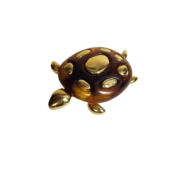 Vintage Liz Claiborne Gold Tone Turtle Brooch Pin - Picture 5 of 11